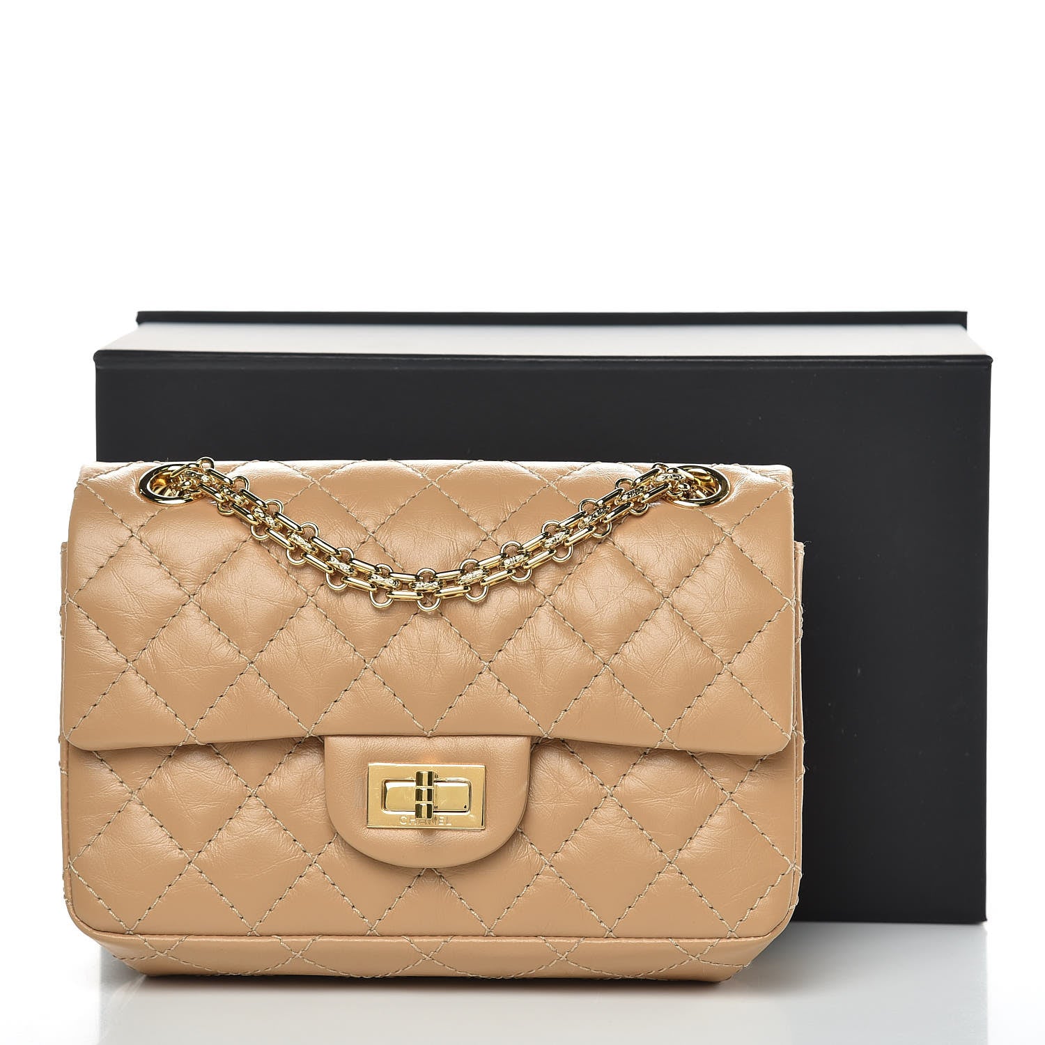 Chanel Aged Calfskin Quilted 2.55 Reissue Mini Flap Beige 10 of 10