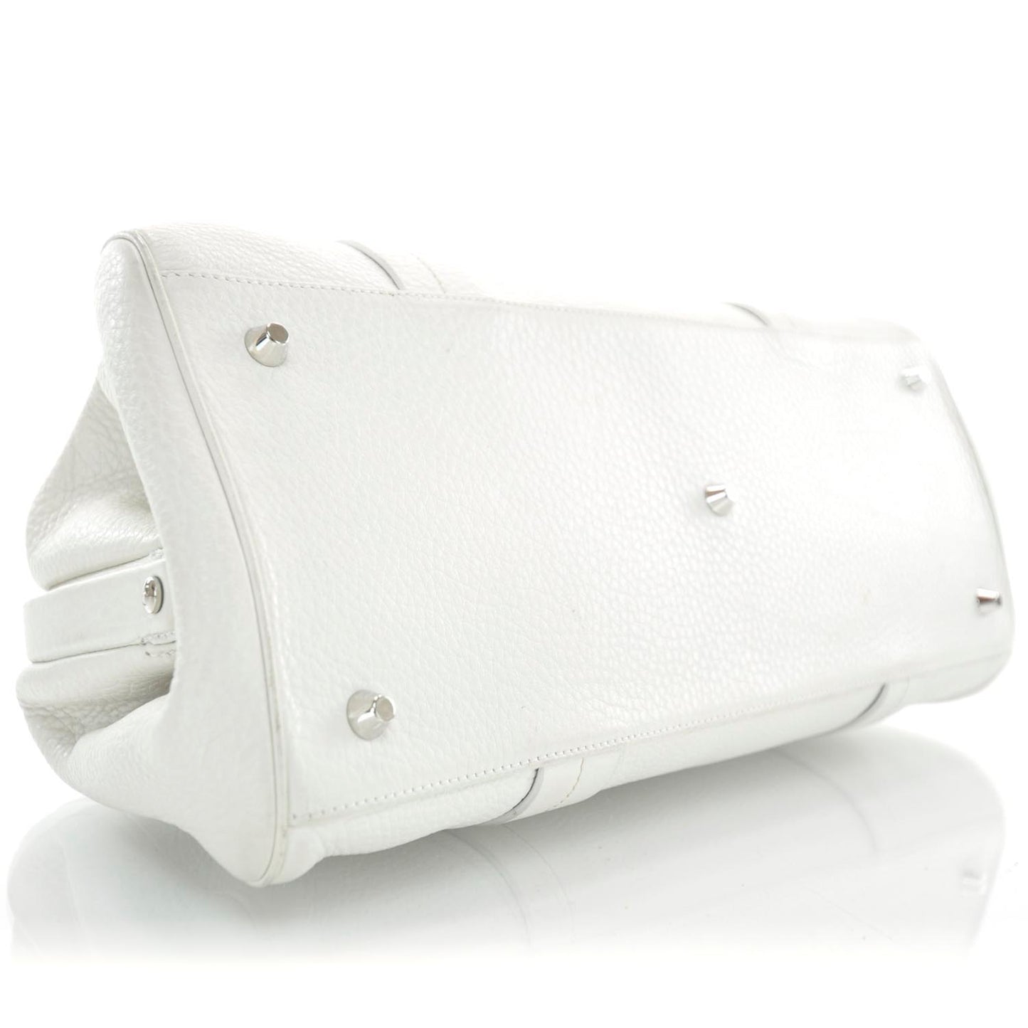 Leather Charm Satchel White