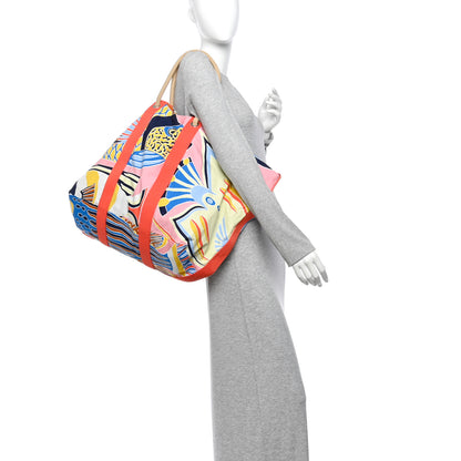 Hermes Cotton Traffic Jam Beach Bag Marine Rose 2 of 11