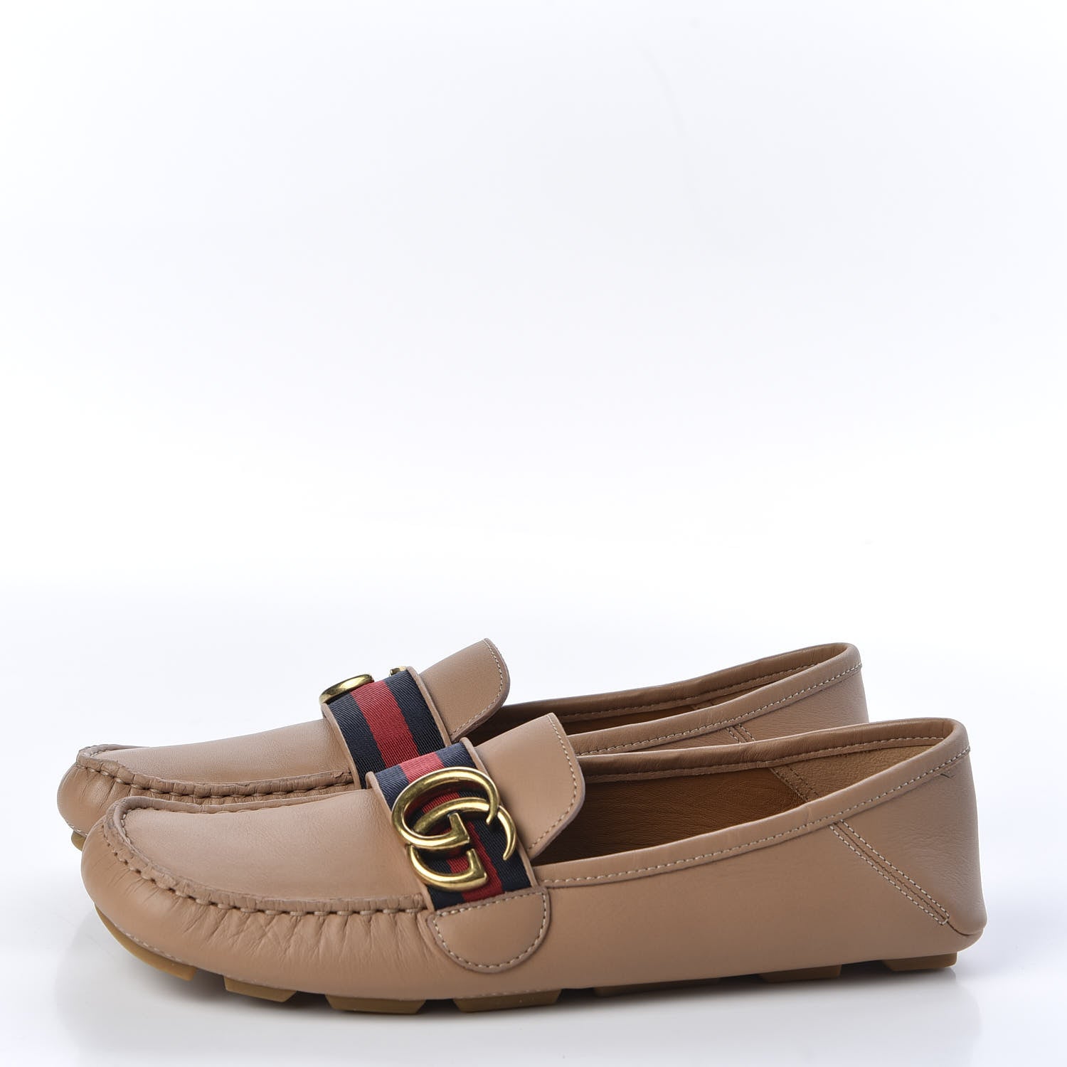 Gucci Calfskin Womens Noel Web Driver Loafers 38.5 Camelia 2 of 10