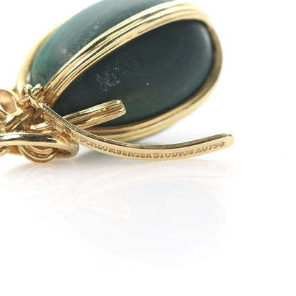 Tiffany 18K Yellow Gold Malachite Schlumberger Egg Charm 4 of 5