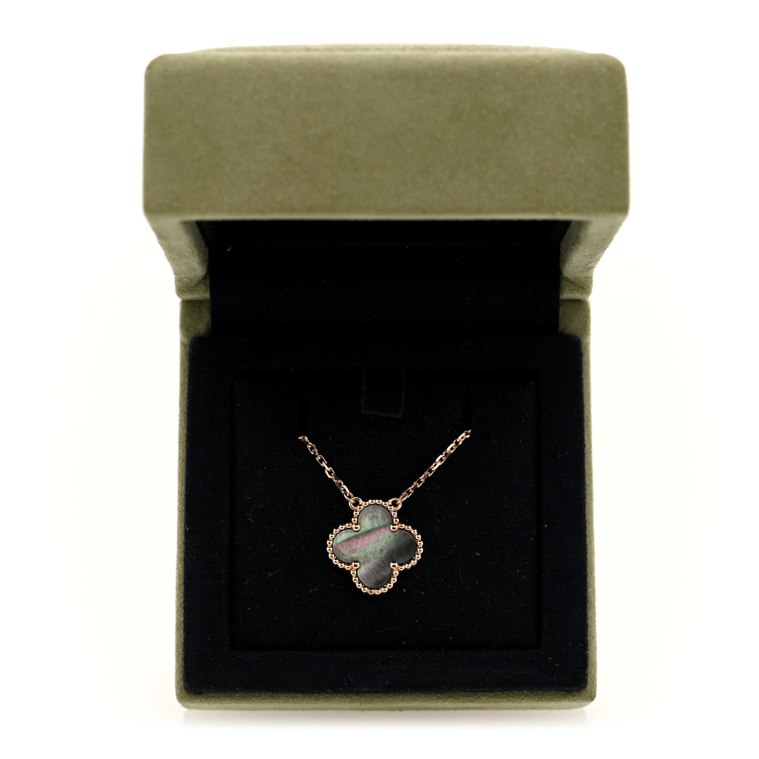 Van Cleef & Arpels 18K Rose Gold Gray Mother of Pearl Vintage Alhambra Pendant Necklace 5 of 5