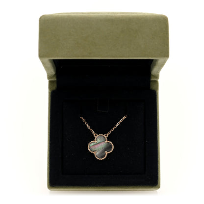 Van Cleef & Arpels 18K Rose Gold Gray Mother of Pearl Vintage Alhambra Pendant Necklace 5 of 5