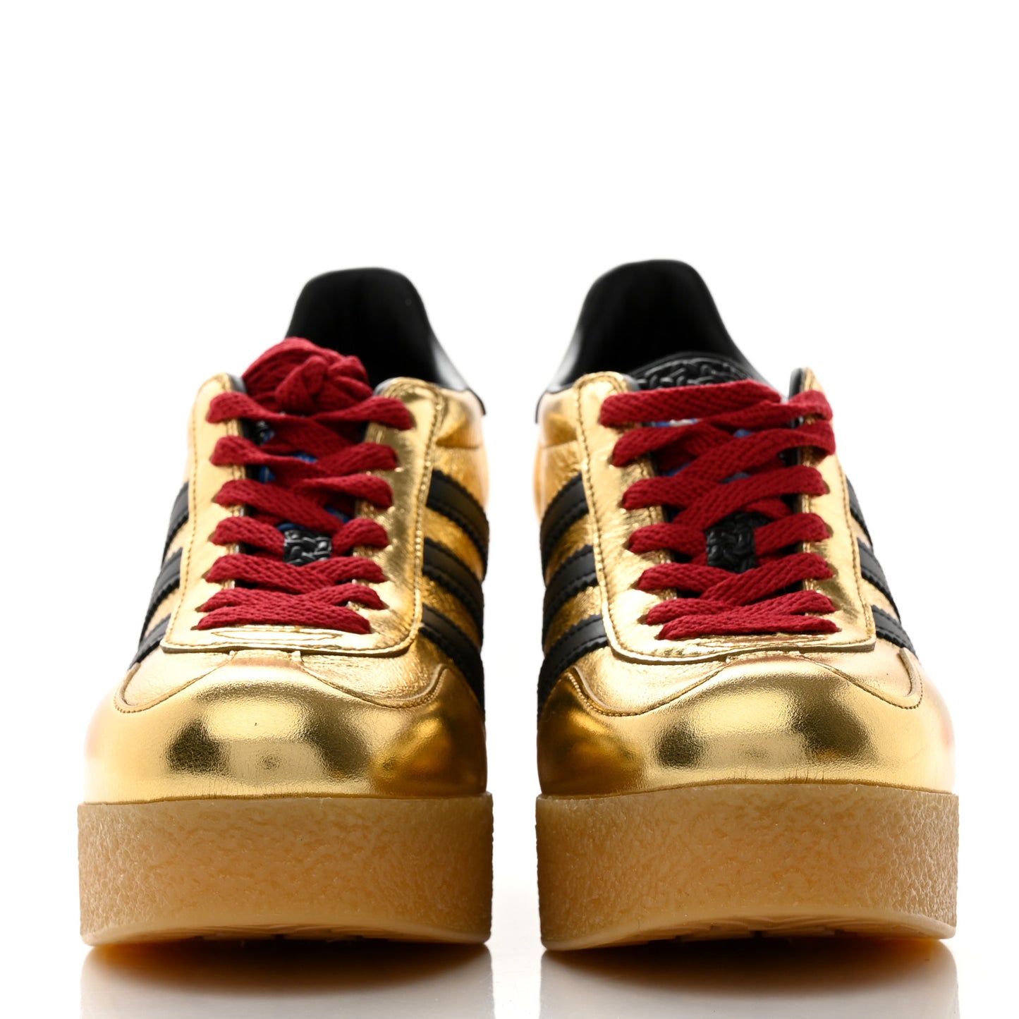 X ADIDAS Ginza Calfskin Demetra Gazelle Wedge Sneakers 37.5 King Gold Black