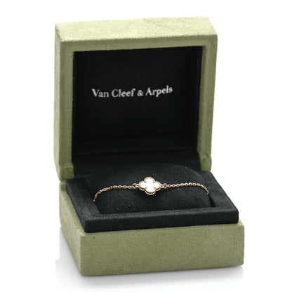 Van Cleef & Arpels 18K Yellow Gold Mother of Pearl Sweet Alhambra Bracelet 4 of 4
