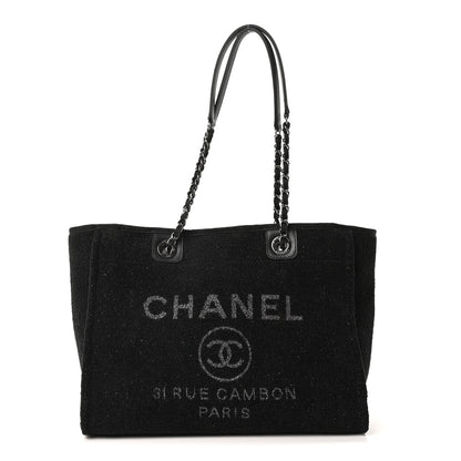 Chanel Lurex Canvas Small Deauville Tote Black 1 of 10
