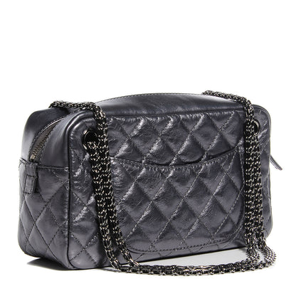 Chanel Metallic Aged Calfskin Quilted Small Reissue Camera Case Dark Silver 3 of 7