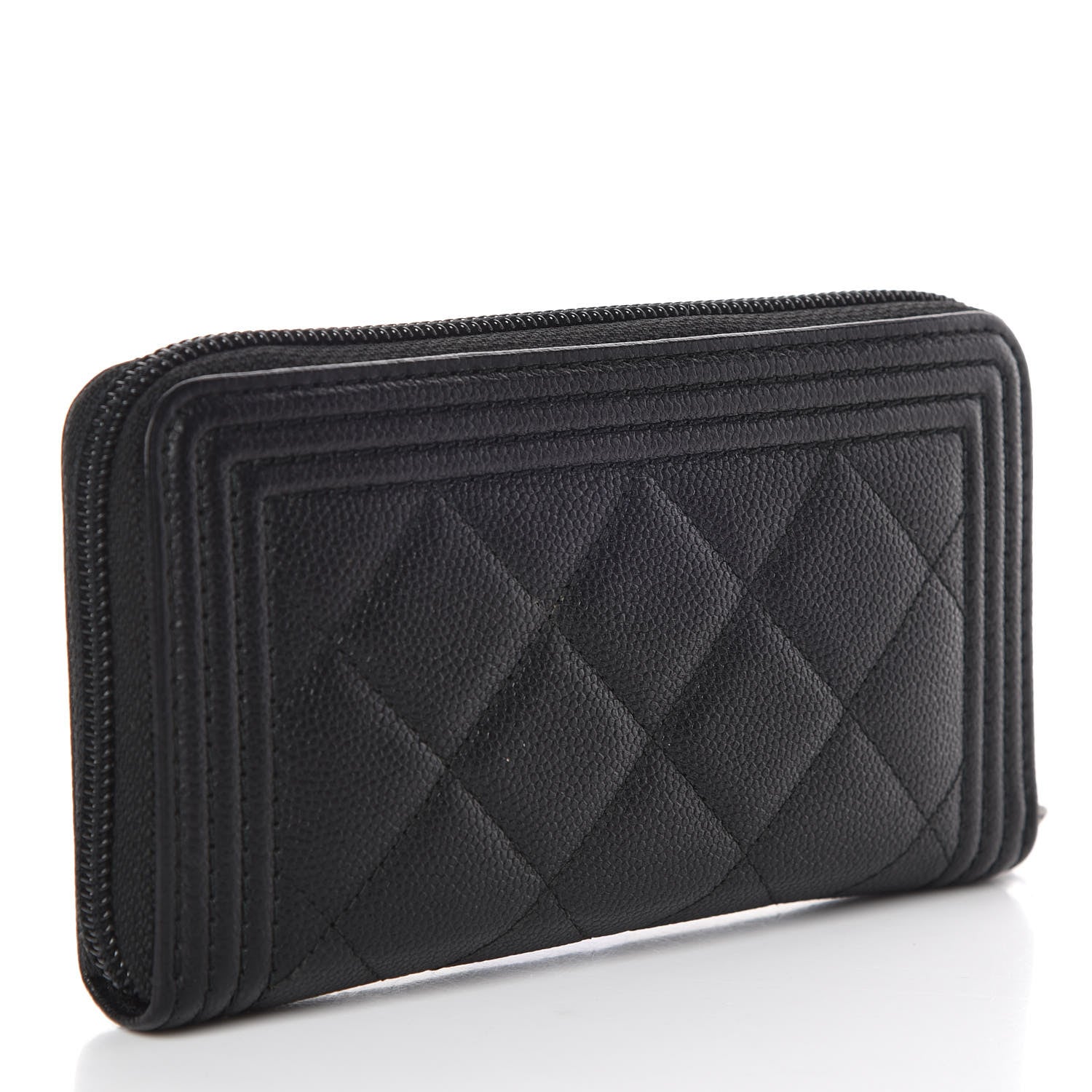 Chanel Caviar Quilted Small Boy Zip Around Wallet Black 3 of 9