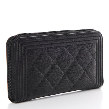 Chanel Caviar Quilted Small Boy Zip Around Wallet Black 3 of 9