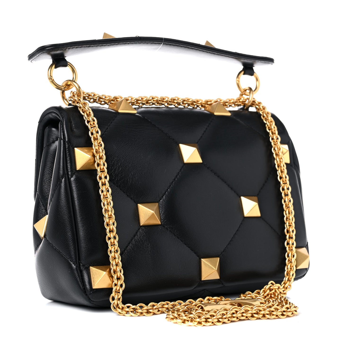 Nappa Medium Roman Stud Shoulder Bag Black