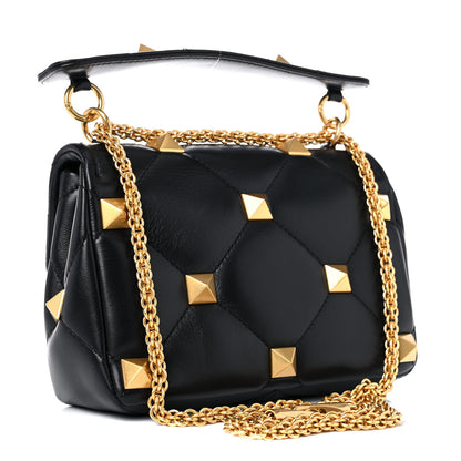 Valentino Garavani Nappa Medium Roman Stud Shoulder Bag Black 3 of 11