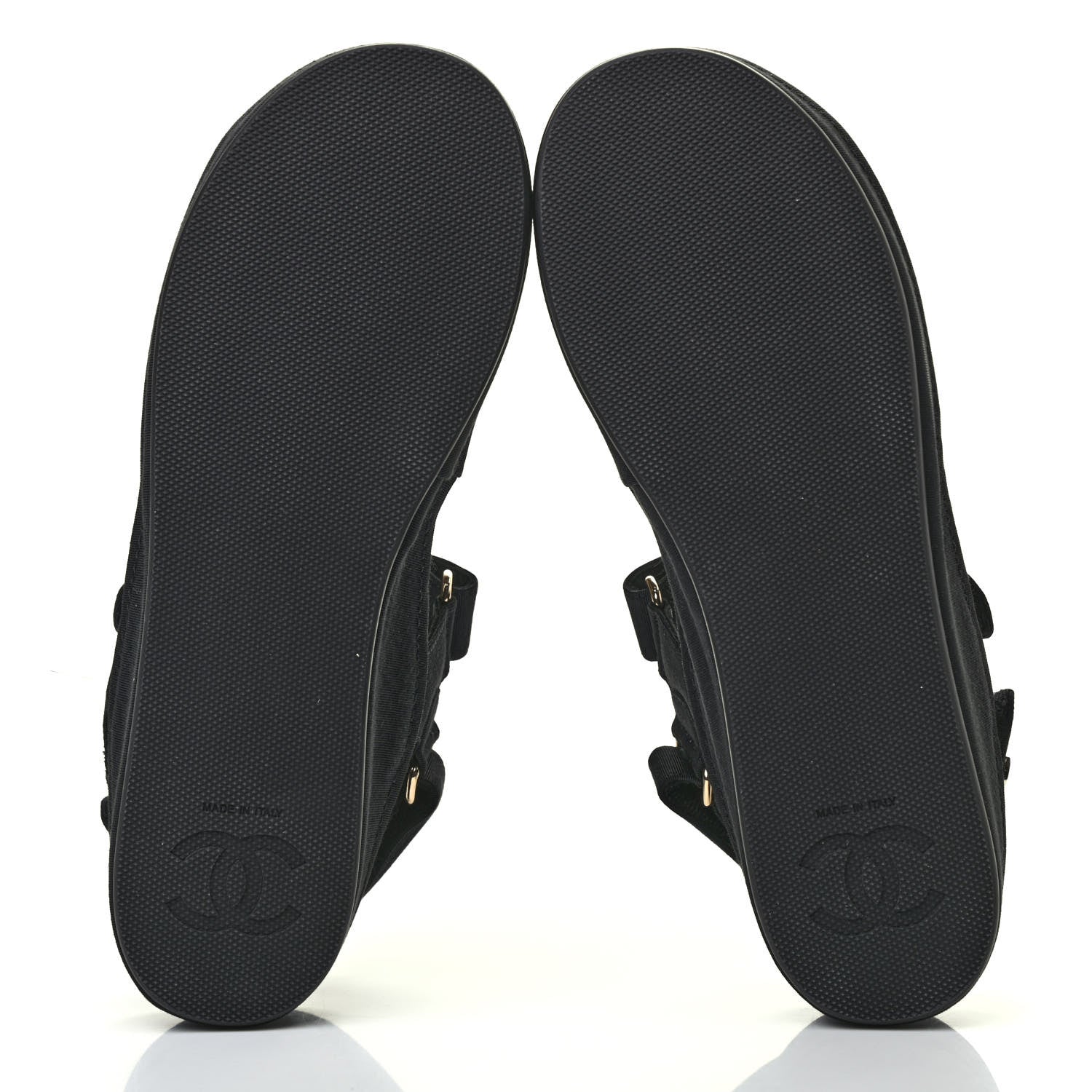 Chanel Grosgrain Crystal Logo Platform Sandals 38 Black 4 of 4