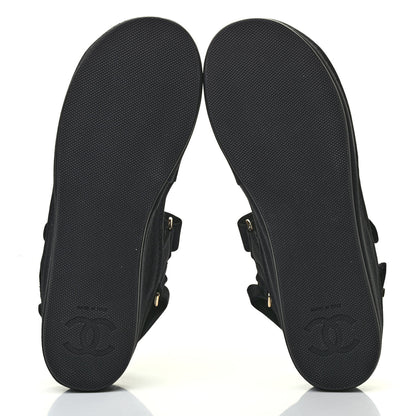 Chanel Grosgrain Crystal Logo Platform Sandals 38 Black 4 of 4