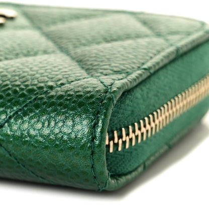 Chanel Metallic Caviar Quilted Zip Coin Purse Green 9 of 10