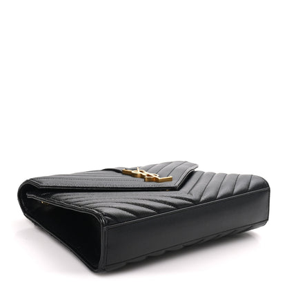 Saint Laurent Grain De Poudre Matelasse Chevron Medium Monogram Satchel Black 4 of 10