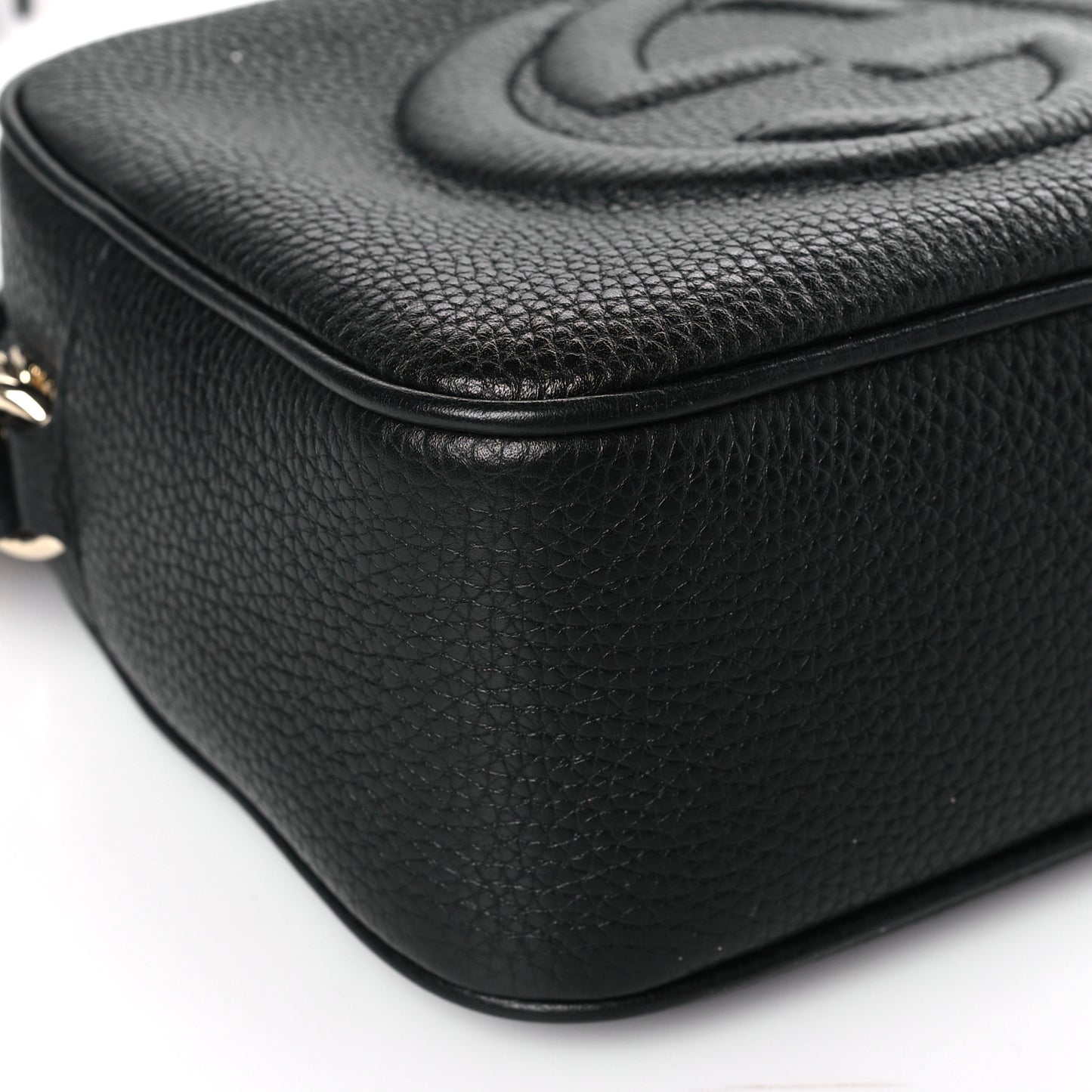 Pebbled Calfskin Small Soho Disco Bag Black