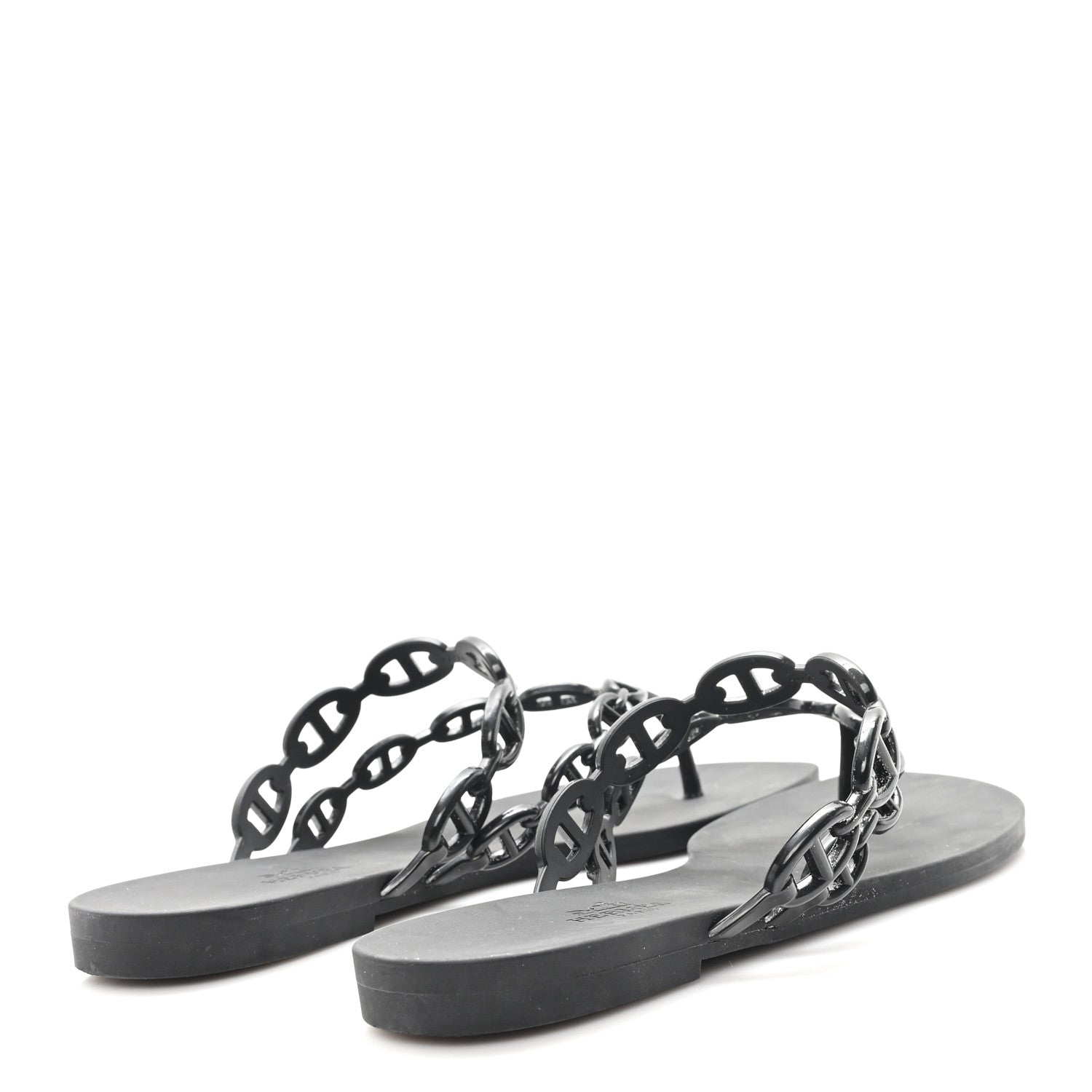 Hermes Rubber Womens Island Sandals 39 Black 5 of 8
