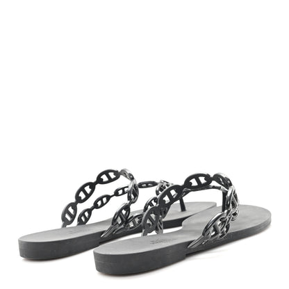 Hermes Rubber Womens Island Sandals 39 Black 5 of 8