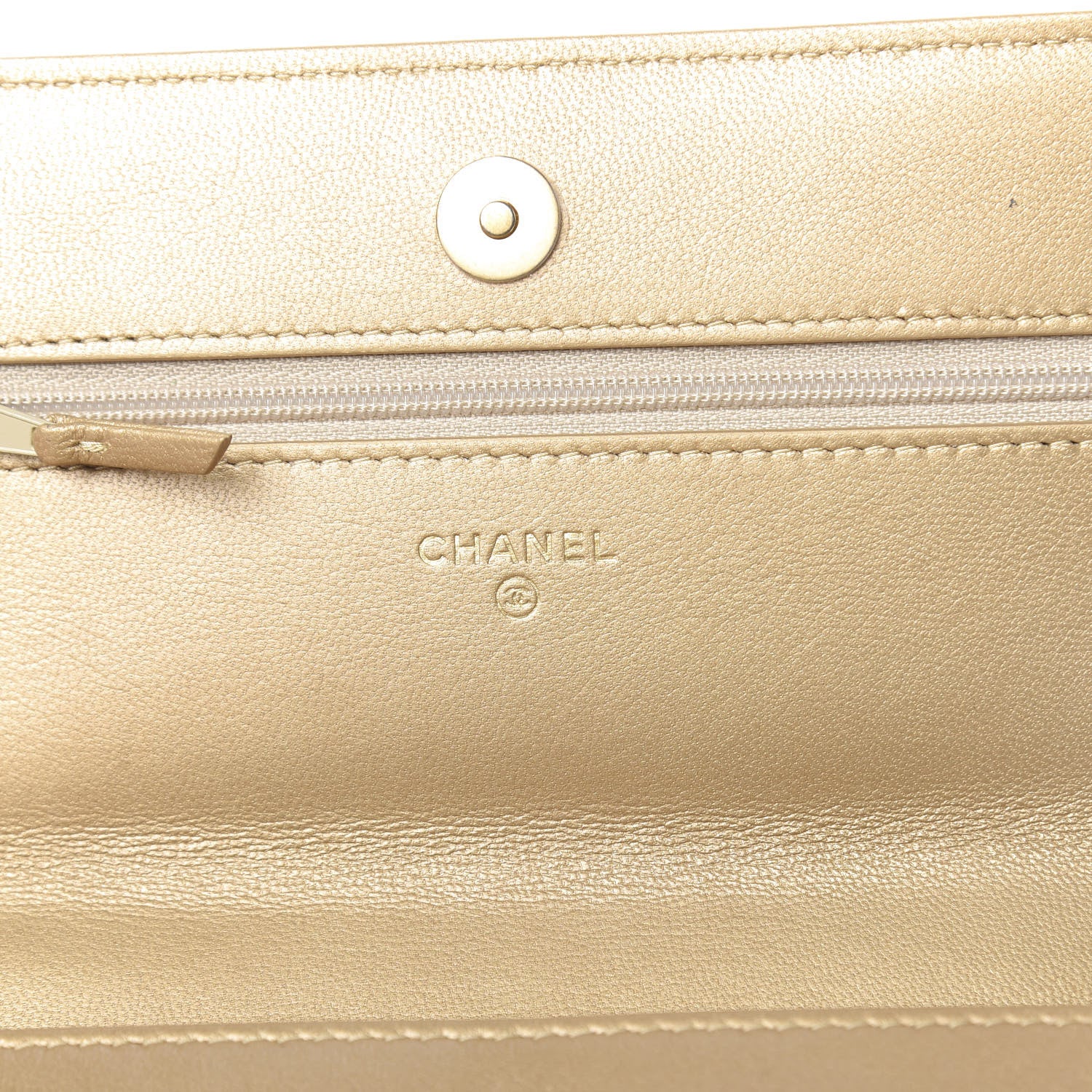 Chanel Metallic Goatskin Quilted 19 Wallet On Chain WOC Gold 6 of 15