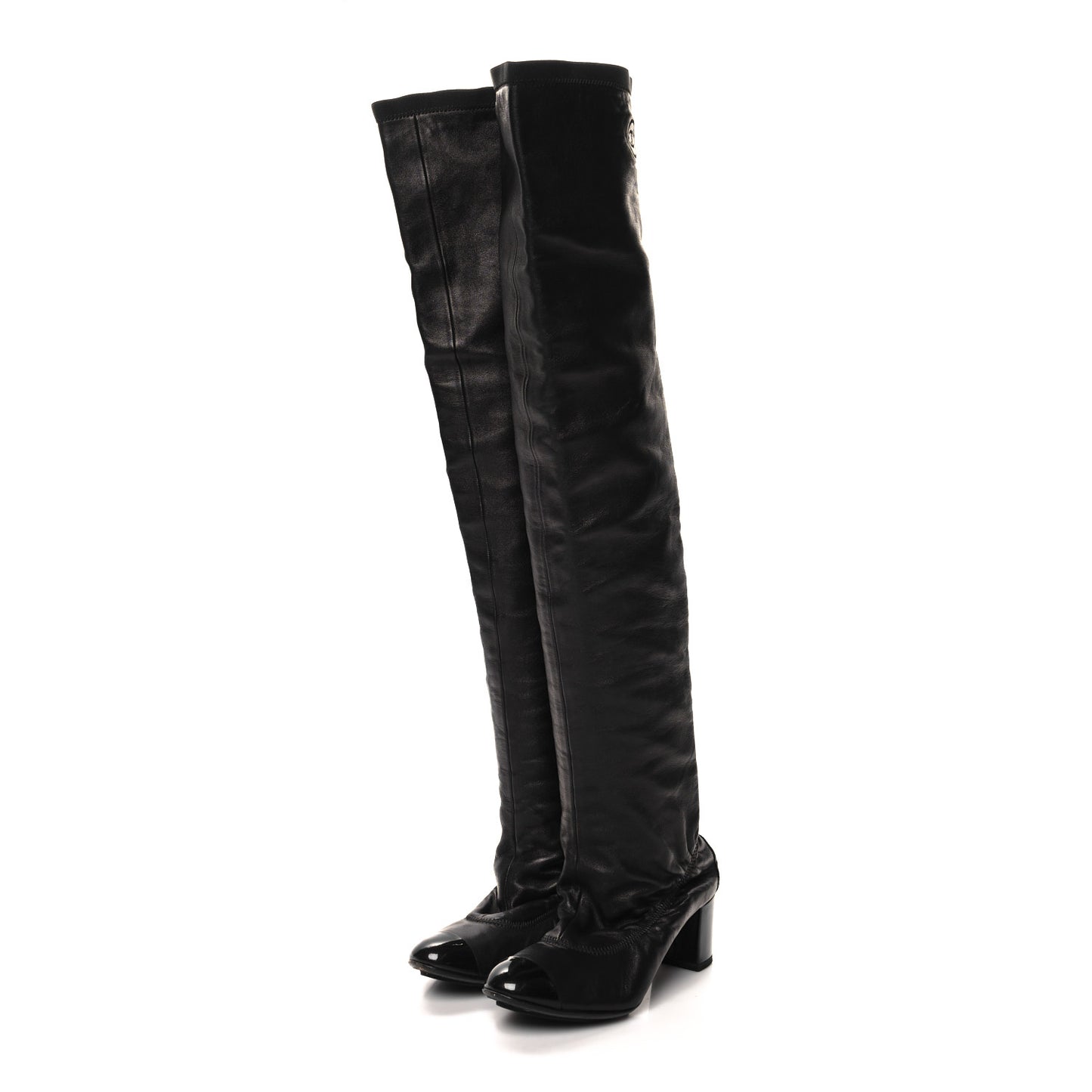 Lambskin Patent Over The Knee Boots 36 Dark Brown