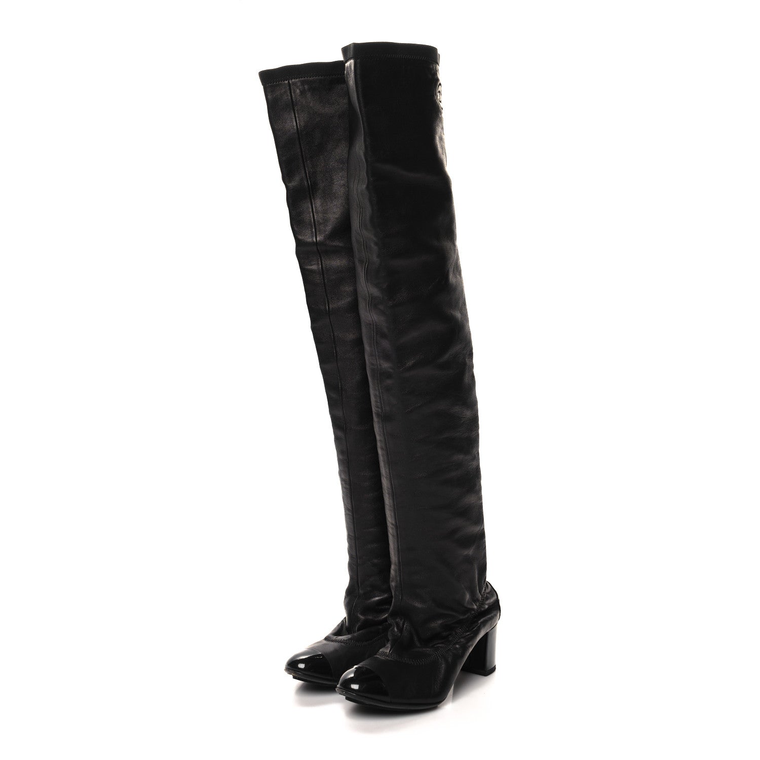 Chanel Lambskin Patent Over The Knee Boots 36 Dark Brown 3 of 7