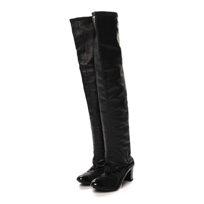 Chanel Lambskin Patent Over The Knee Boots 36 Dark Brown 3 of 7