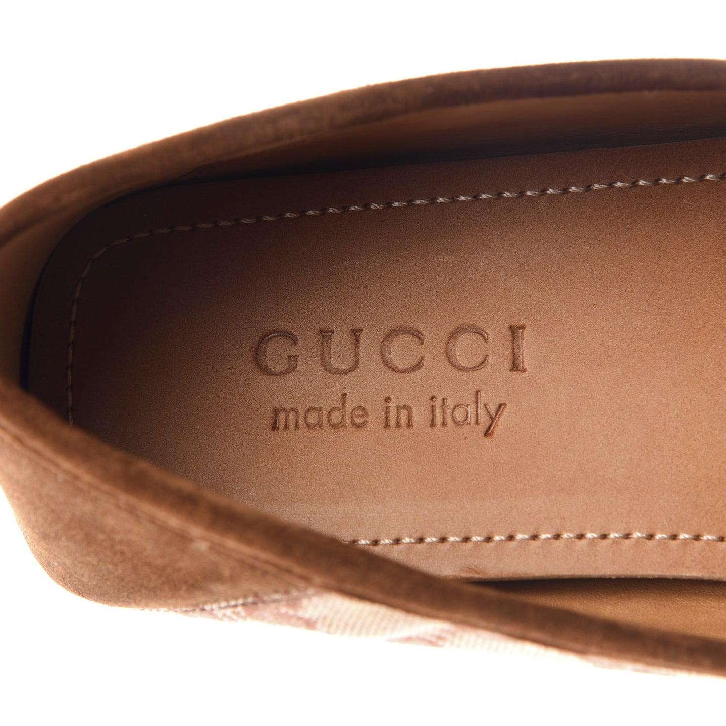GG Monogram Suede Mens Driver Loafers 6 Beige Ruggine Cuir