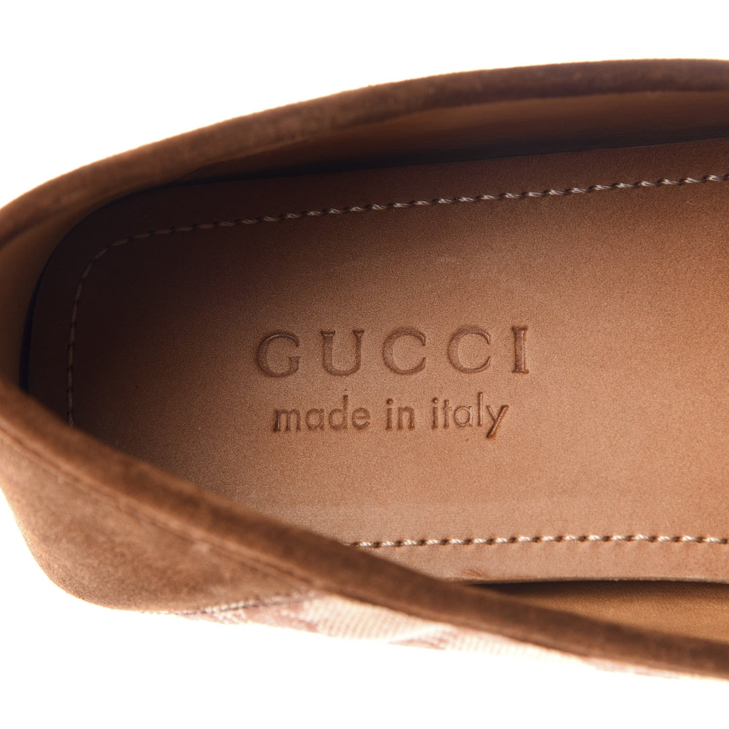 Gucci GG Monogram Suede Mens Driver Loafers 6 Beige Ruggine Cuir 5 of 9