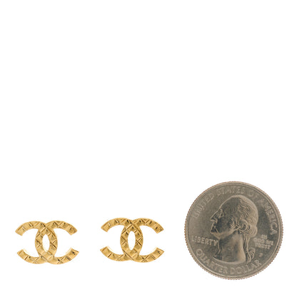 Chanel Metal Textured CC Earrings Gold 4 of 7