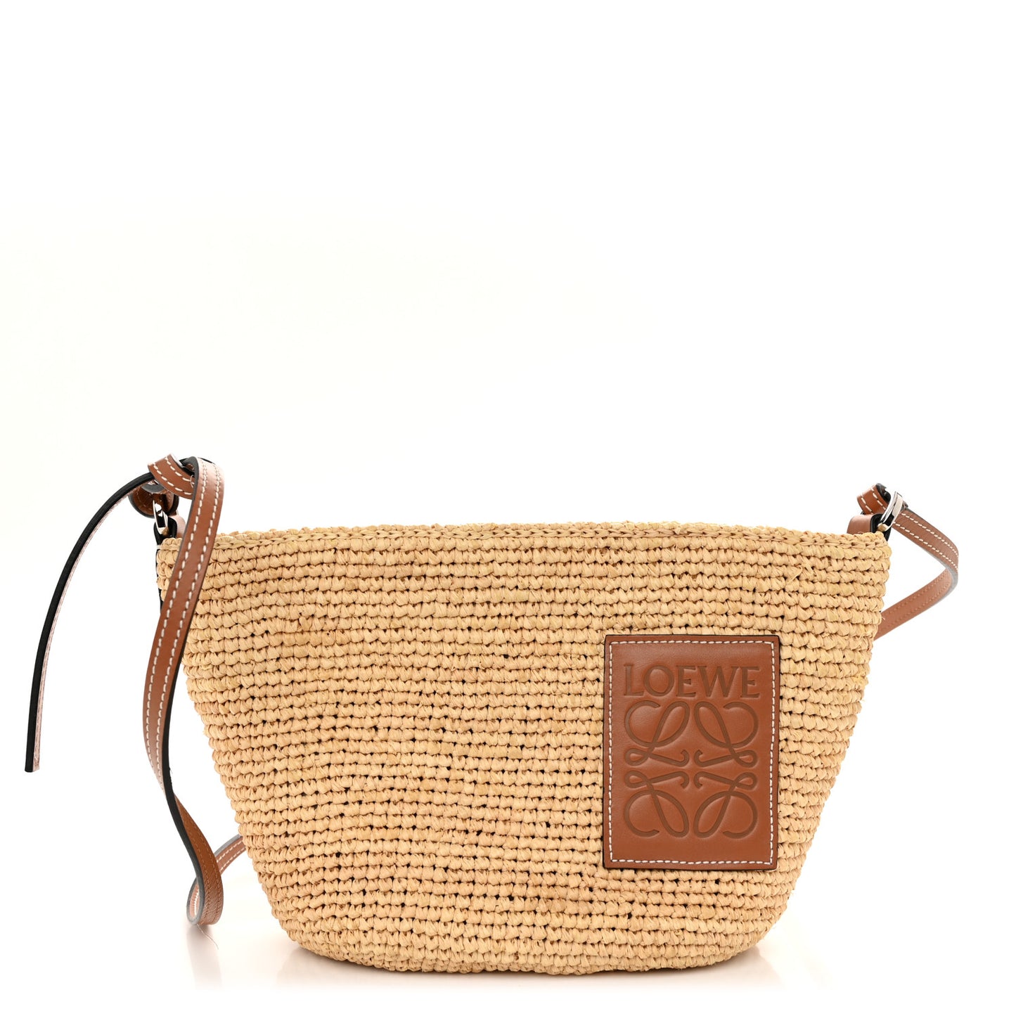 Calfskin Raffia Paulas Ibiza Pochette Bag Natural Tan