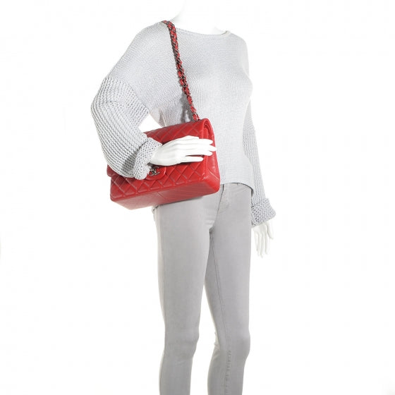 Chanel Lambskin Quilted Jumbo Double Flap Red 2 of 9