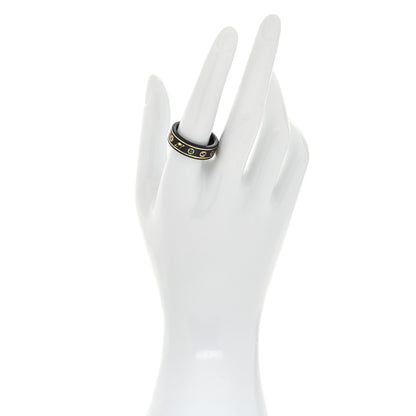 Gucci 18K Yellow Gold Ceramic Topaz Icon Band Ring 59 8.75 Black 2 of 7