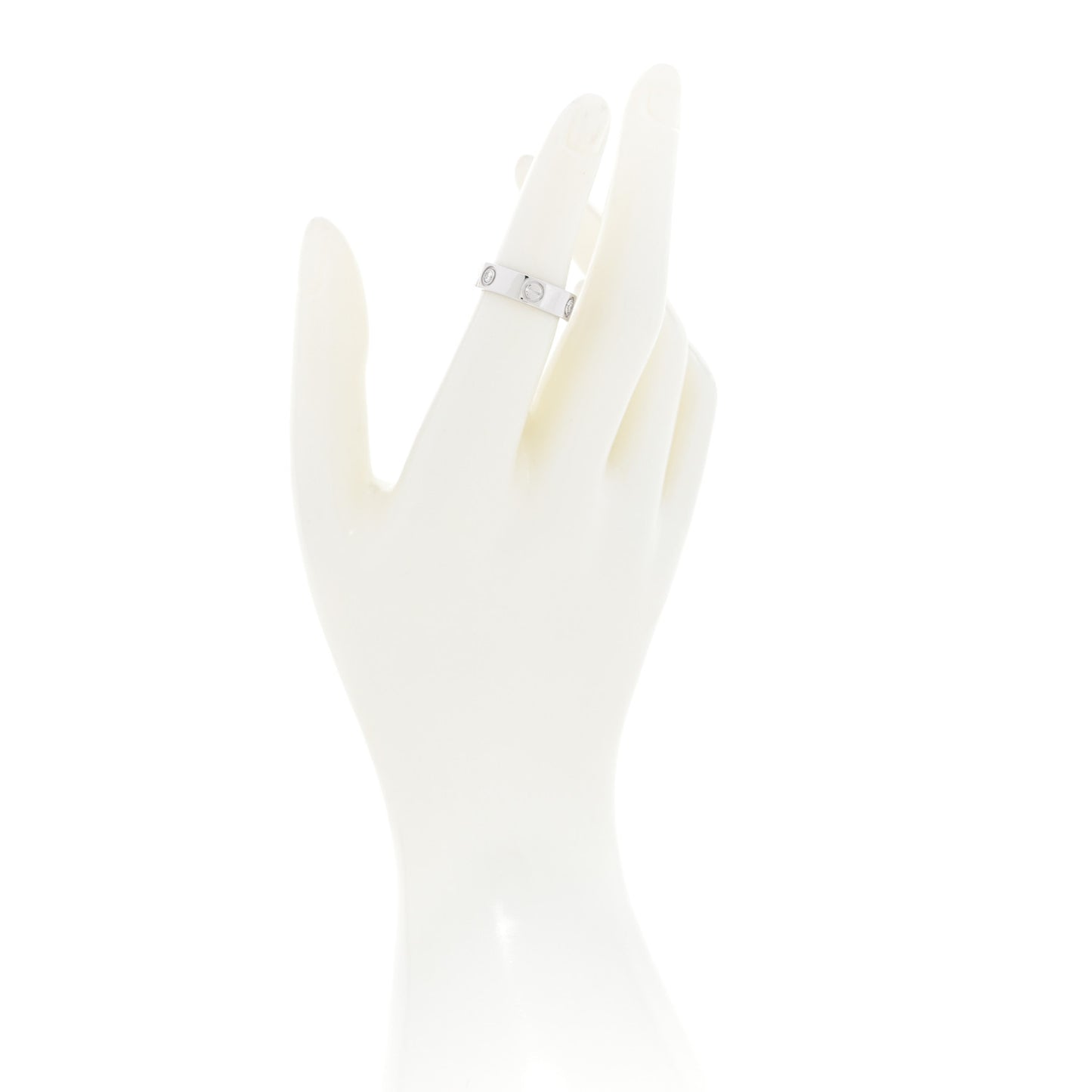 18K White Gold 3 Diamond 5.5mm LOVE Ring 51 5.75