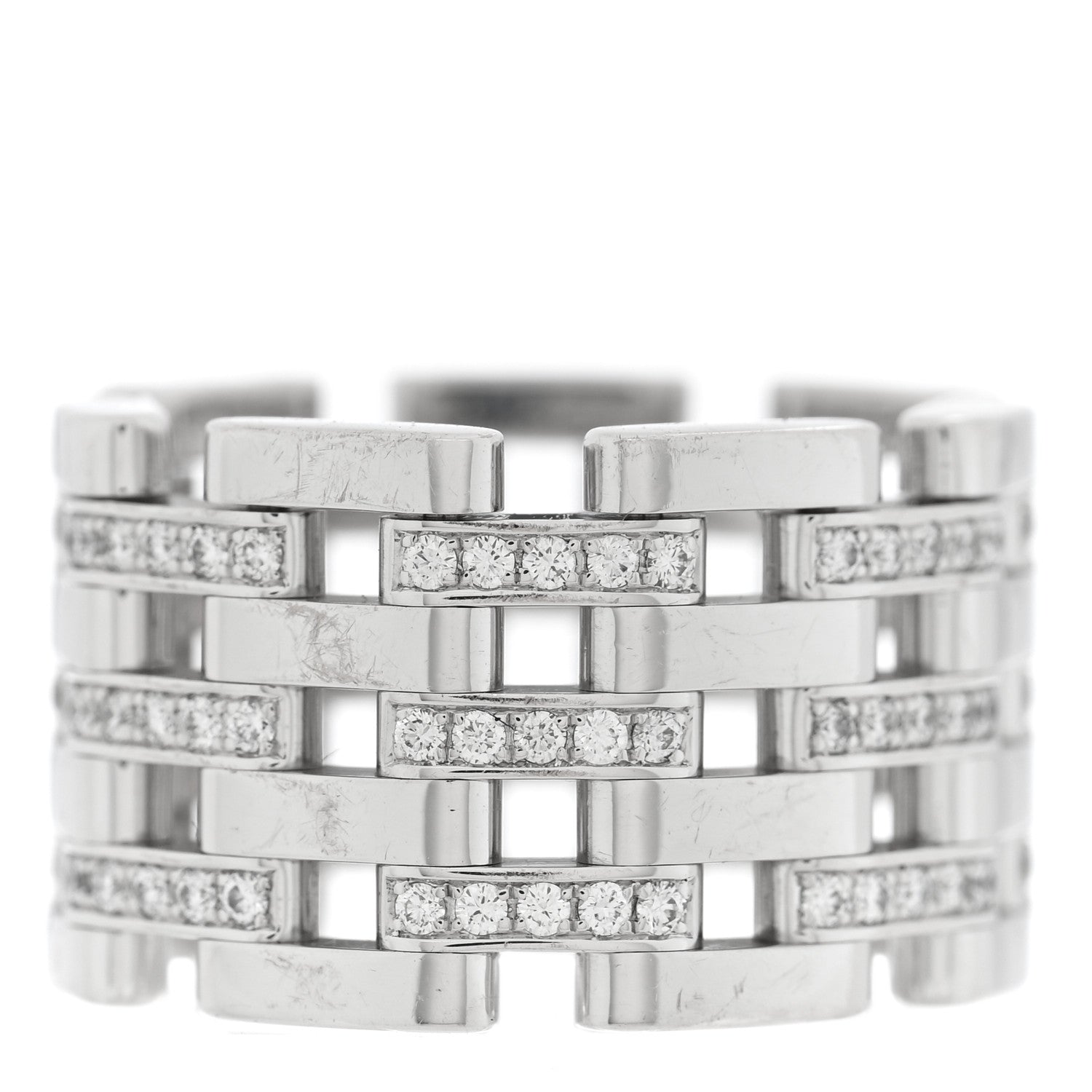Chopard 18K White Gold Diamond Les Chaines Ring 50 5.5 1 of 5