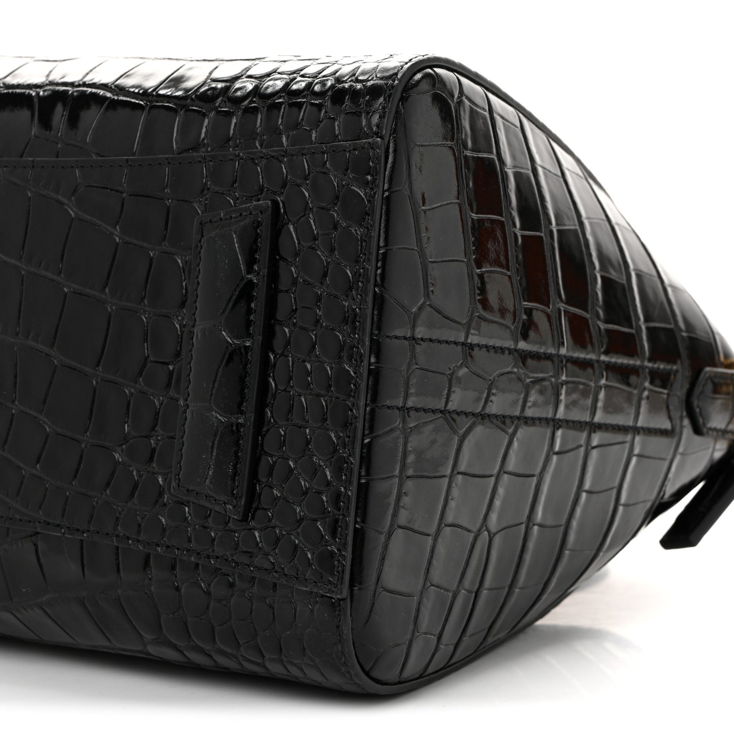 Calfskin Crocodile Embossed Small Antigona Black