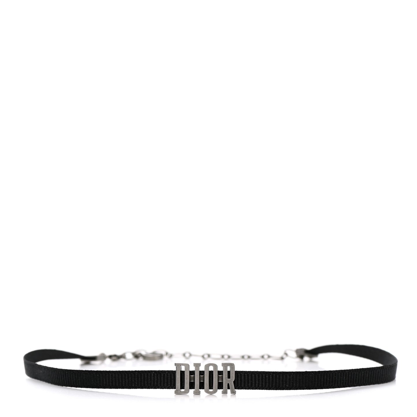 Grosgrain Ribbon Dior Logo Choker Necklace Black