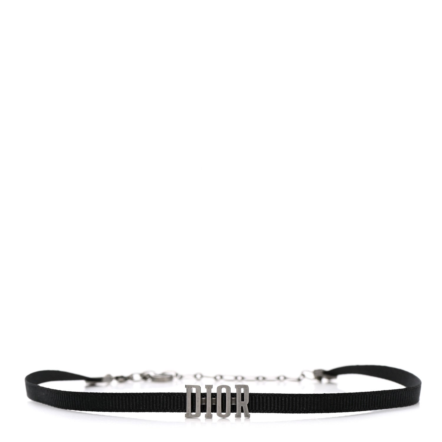 Christian Dior Grosgrain Ribbon Dior Logo Choker Necklace Black 1 of 4