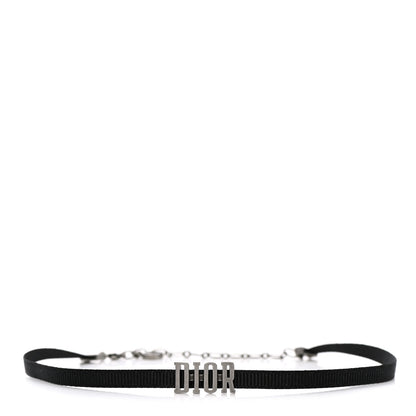 Christian Dior Grosgrain Ribbon Dior Logo Choker Necklace Black 1 of 4