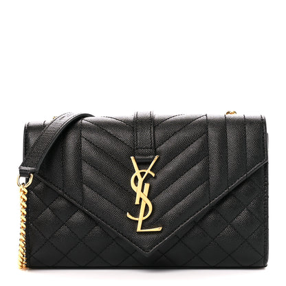 Saint Laurent Grain De Poudre Textured Mixed Matelasse Triquilt Small Monogram Satchel Black 1 of 11