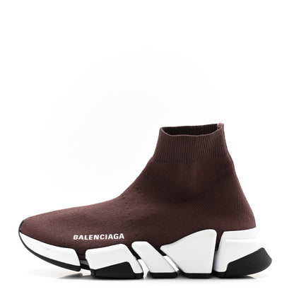 Balenciaga Technical 3D Recycled Knit Bi-Color Sole Womens Speed 2.0 Sneakers 35 Dark Burgundy Black White 1 of 10