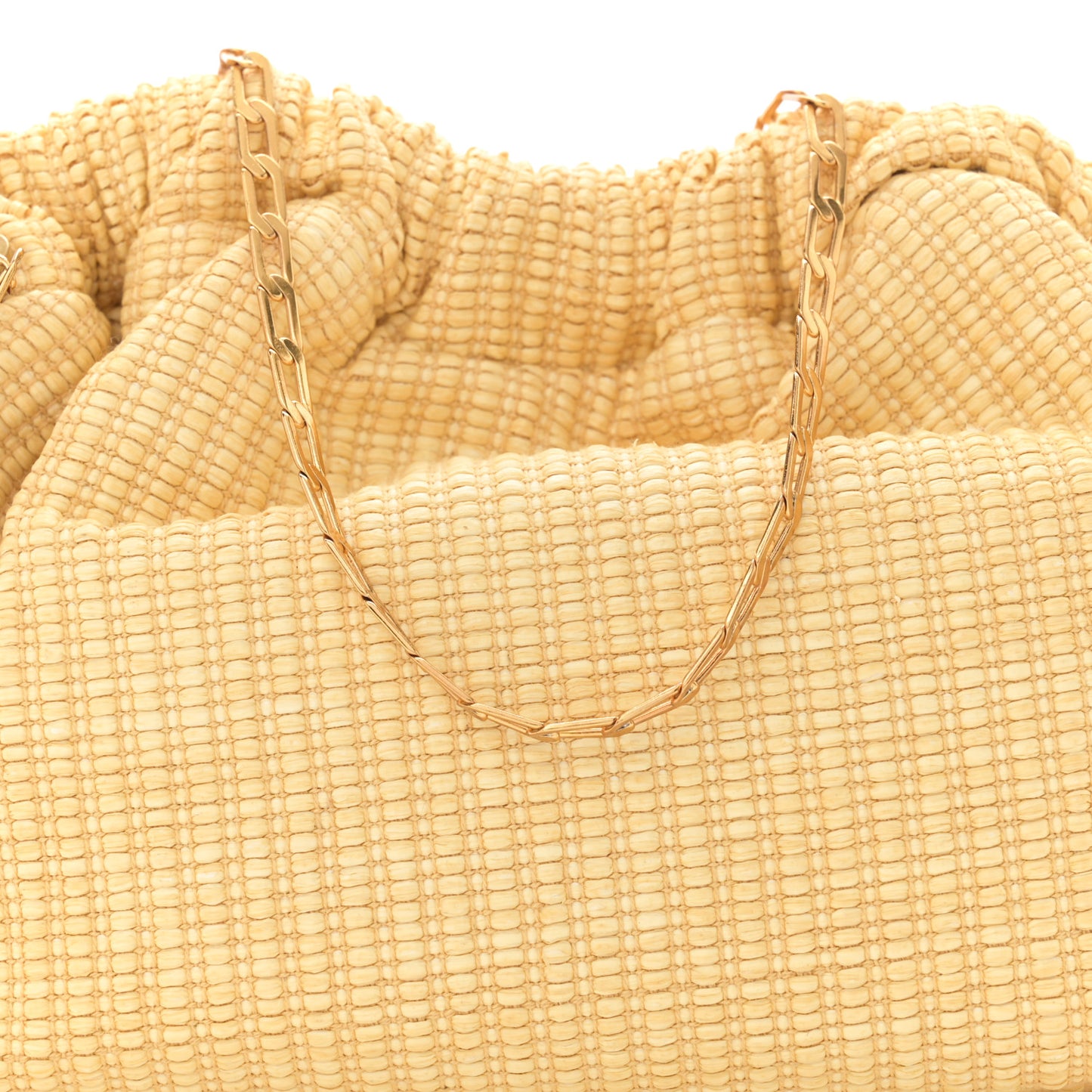 Woven Raffia Mini Cloud Chain Clutch Natural