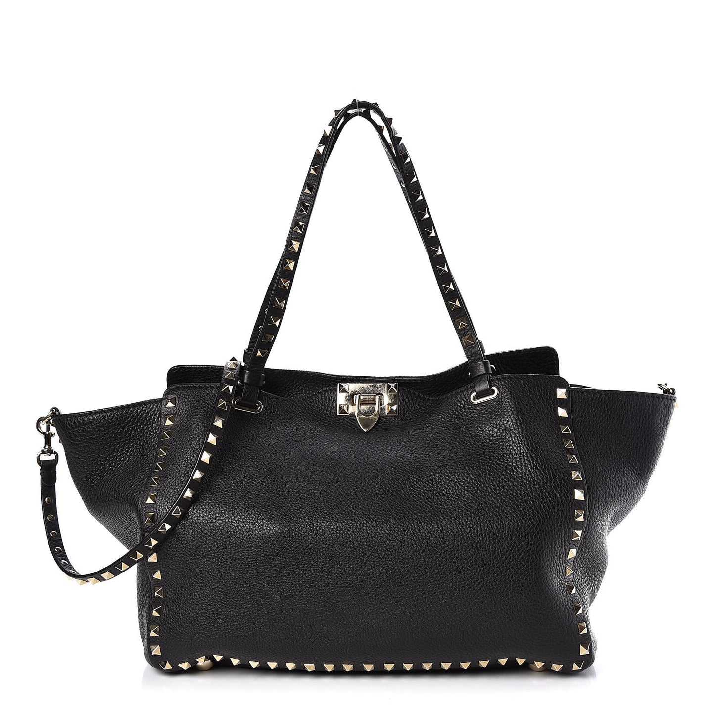 Alce Printed Calfskin Medium Rockstud Tote Black