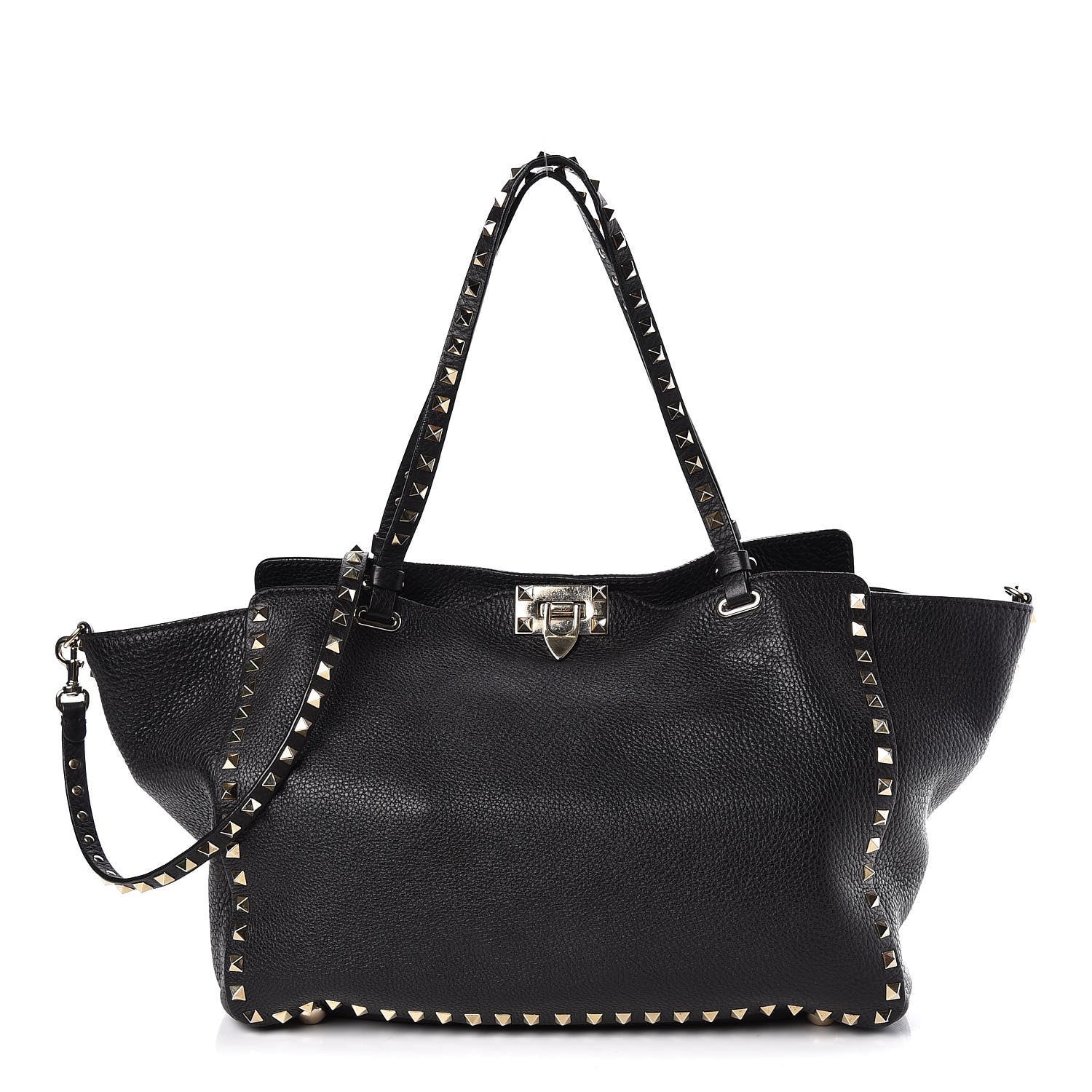 Valentino Garavani Alce Printed Calfskin Medium Rockstud Tote Black 1 of 20