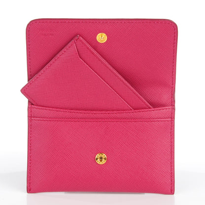 Prada Saffiano Metal Flap Card Holder Ibisco 11 of 11