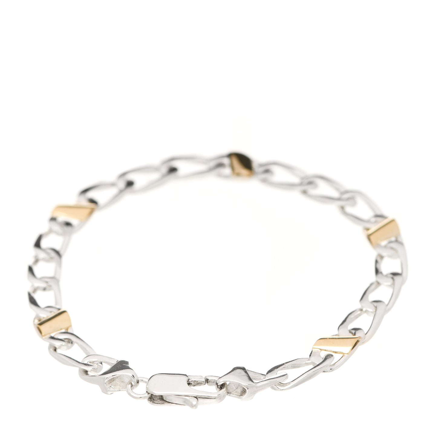 Sterling Silver 18K Yellow Gold Curb Link Bracelet