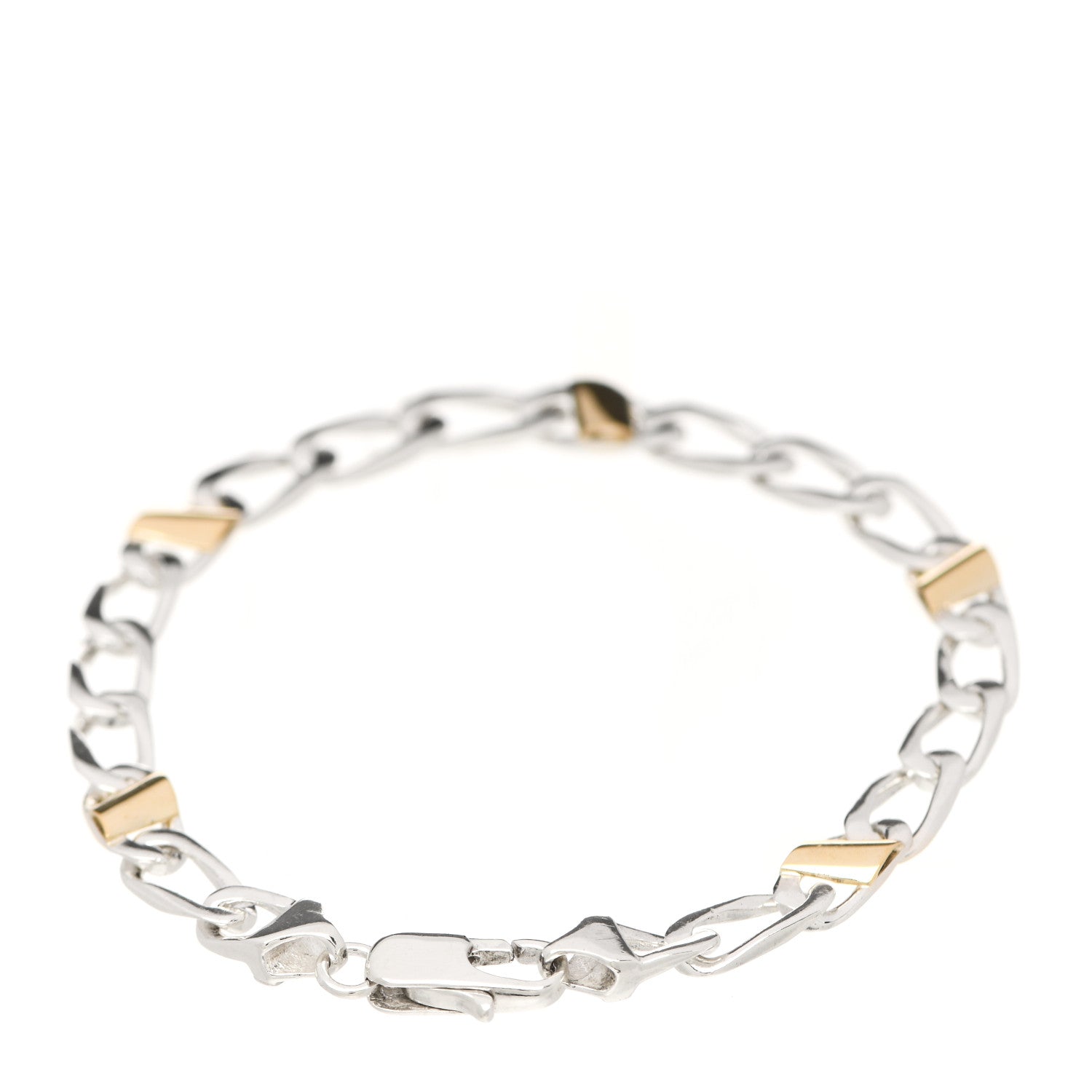 Tiffany Sterling Silver 18K Yellow Gold Curb Link Bracelet 2 of 5