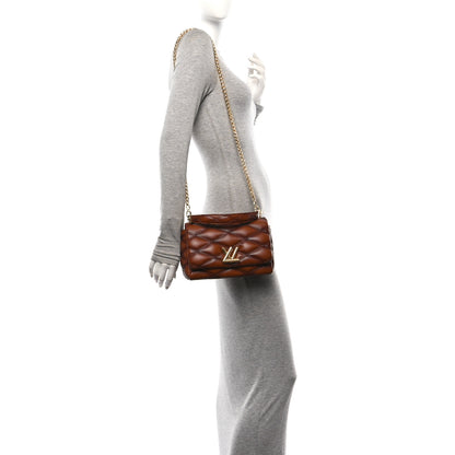 Louis Vuitton Lambskin Malletage Top Handle GO-14 MM Tan 2 of 11