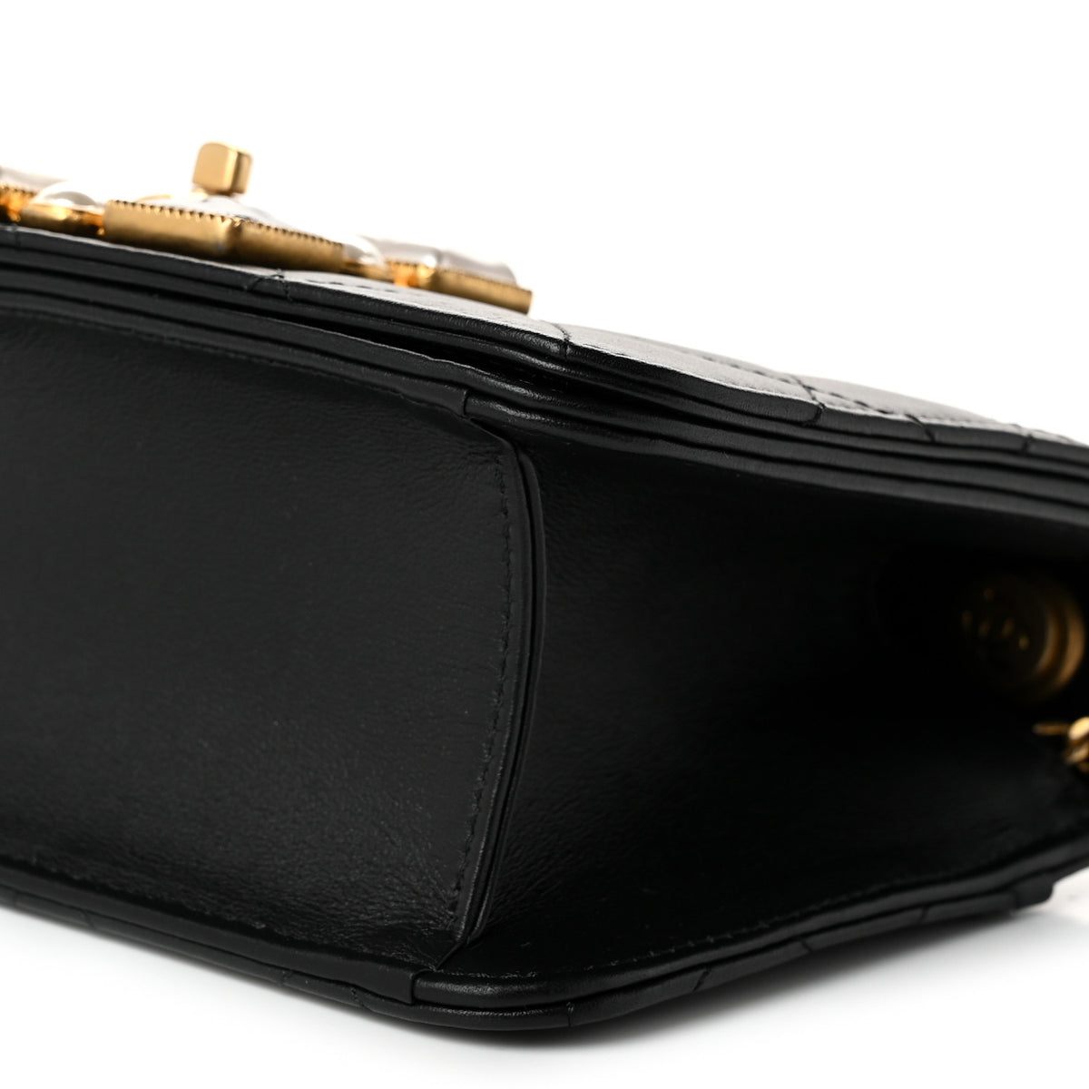Chanel Calfskin Quilted Crystal Pearl Small Flap Bag Black 10 of 11