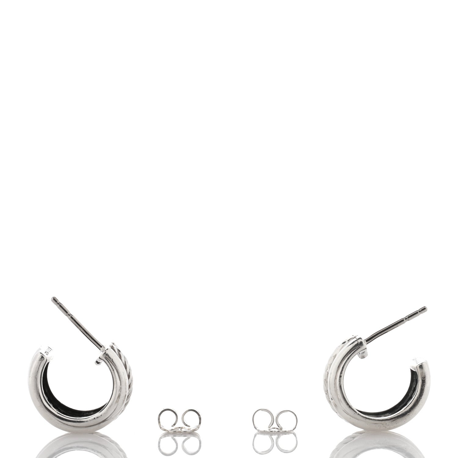 David Yurman Sterling Silver Crossover Huggie Earrings 3 of 4