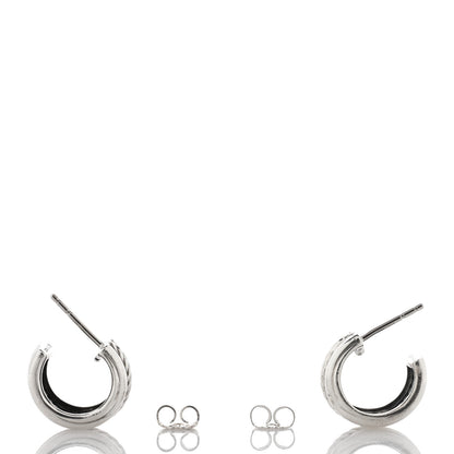 David Yurman Sterling Silver Crossover Huggie Earrings 3 of 4